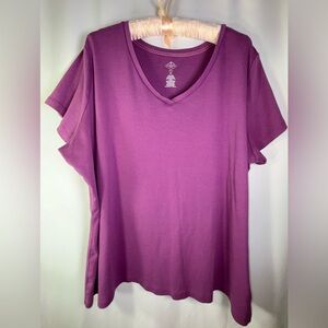 St. John’s Bay Women’s Plus 3X V-Neck Short Sleeve Basic Casual Tee